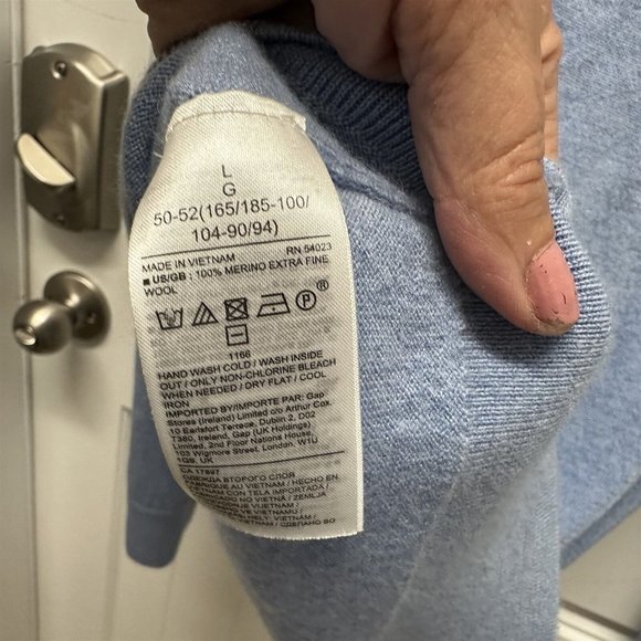 Banana Republic Baruffa Men's Sweater Italian Merino Yarn Large Blue Heather - Picture 5 of 6